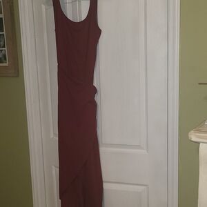 Sleeveless Midi Dress in Burgundy - Classic Women's Midi Dress